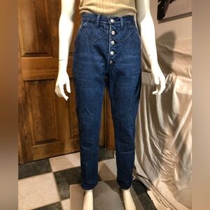 Vintage Western Yolk Button Fly Navy Skinny Jeans